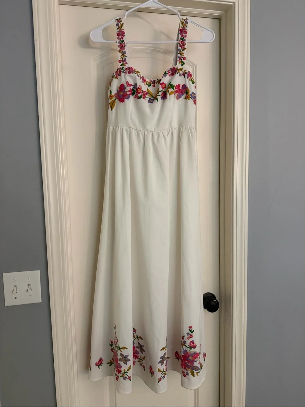 White Floral Embroidered Sundress